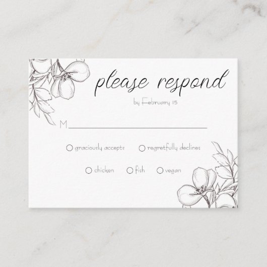 Zwart & Wit Bloemen Lijst Lijn Kunst Behuizing Kaa Informatiekaartje (Voorkant)