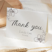 Zwart & Wit Bloemen Lijst Line Art Bedankkaart