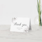 Zwart & Wit Bloemen Lijst Line Art Bedankkaart (Voorkant)