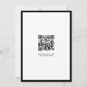 Zwart wit bloemen lijst QR code bruiloft Kaart (Achterkant)