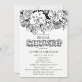 Zwart Wit Bloemen Lily Daisy Vrijgezellenfeest Kaart (Voorkant)