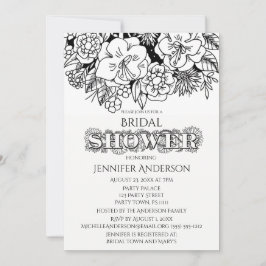 Zwart Wit Bloemen Lily Daisy Vrijgezellenfeest Kaart