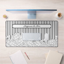 Zwart & Wit Bloemen met Strepen Aangepaste Tekst