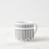 Zwart & Wit Bloemen met Strepen Espresso Kop (Voorkant rechts)