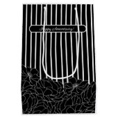 Zwart & Wit Bloemen met Strepen Medium Cadeauzakje (Achterkant)