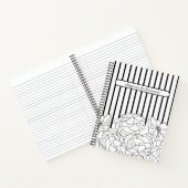 Zwart & Wit Bloemen met Strepen Notitieboek (Binnen)