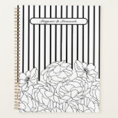 Zwart & Wit Bloemen met Strepen Planner (Voorkant)