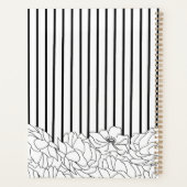 Zwart & Wit Bloemen met Strepen Planner (Achterkant)