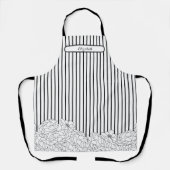 Zwart & Wit Bloemen met Strepen Schort (Voorkant)