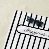 Zwart & Wit Bloemen met Strepen Strandlaken (In situ)