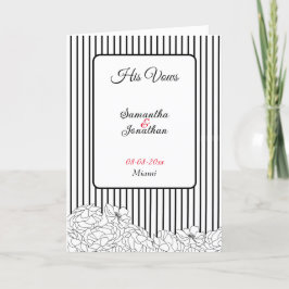 Zwart & Wit Bloemen met Strepen Zijn Geloften Kaar Bedankkaart