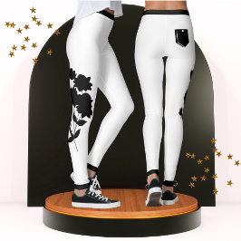 Zwart & Wit Bloemen Modern Chic Schattige Trendy Leggings