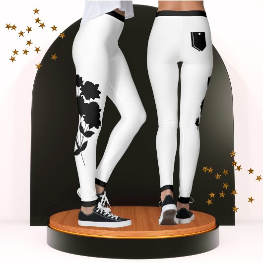 Zwart & Wit Bloemen Modern Chic Schattige Trendy Leggings