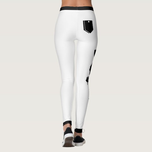 Zwart & Wit Bloemen Modern Chic Schattige Trendy Leggings (Achterkant)