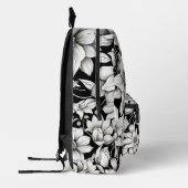 Zwart Wit Bloemen Monogram Naam Camp School Bedrukte Rugzak (Links)