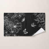 Zwart-wit Bloemen Natuur Patroon Minimalistisch Bad Handdoek (Handdoek)
