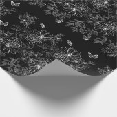 Zwart-wit Bloemen Natuur Patroon Minimalistisch Cadeaupapier (Hoek)