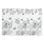 Zwart-wit Bloemen Natuur Patroon Minimalistisch Kussensloop (Achterkant)