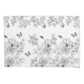 Zwart-wit Bloemen Natuur Patroon Minimalistisch Kussensloop (Voorkant)