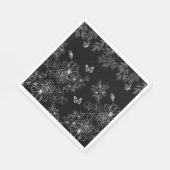 Zwart-wit Bloemen Natuur Patroon Minimalistisch Servet (Hoek)