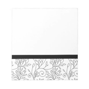 Zwart-wit bloemen Notitieboekje Notitieblok