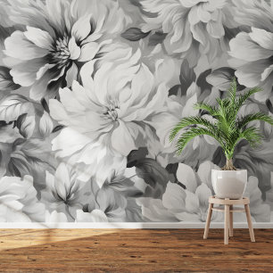 Zwart & Wit Bloemen: Olieverfschilderij Peel & Sti Behang