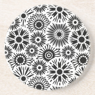 Zwart-wit bloemen onderzetter