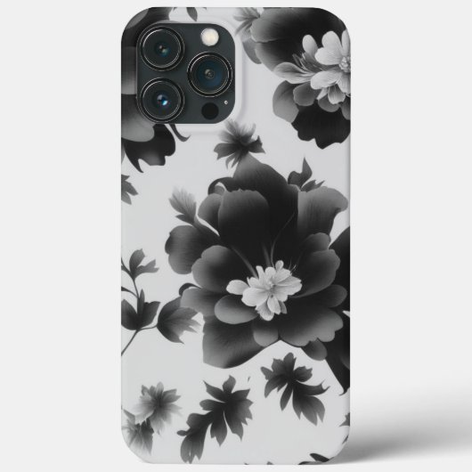 Zwart & Wit Bloemen Ontwerp iPhone / iPad hoesje (Achterkant)