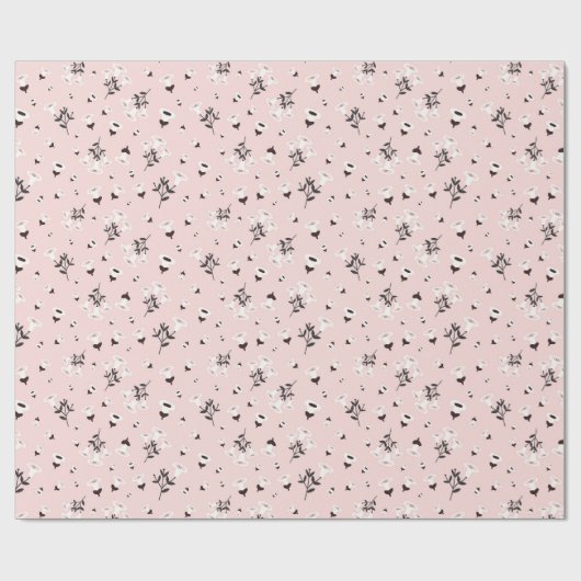 Zwart wit bloemen op roze cadeaupapier (Vlak)