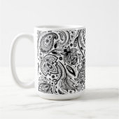 Zwart-wit Bloemen Paisley Design Koffiemok (Links)