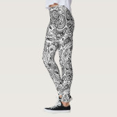 Zwart & Wit  Bloemen Paisley Patroon Leggings (Links)