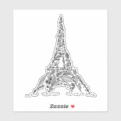Zwart-wit Bloemen Paris Eiffeltoren Sticker (Vel)