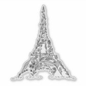 Zwart-wit Bloemen Paris Eiffeltoren Sticker (Voorkant)