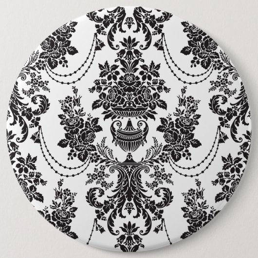 Zwart-wit Bloemen Patroon 2 Ronde Button 6,0 Cm (Voorkant)