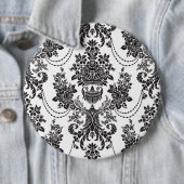 Zwart-wit Bloemen Patroon 2 Ronde Button 6,0 Cm (In situ)