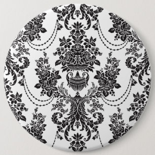 Zwart-wit Bloemen Patroon 2 Ronde Button 6,0 Cm