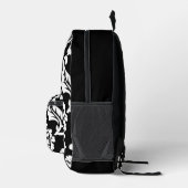 Zwart-wit Bloemen  Patroon met Vers Bedrukte Rugzak (Rechts)