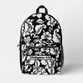 Zwart-wit Bloemen  Patroon met Vers Bedrukte Rugzak (Voorkant)