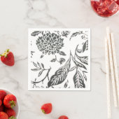 Zwart & Wit Bloemen Print servetten (Insitu)