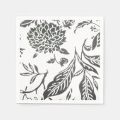 Zwart & Wit Bloemen Print servetten (Voorkant)