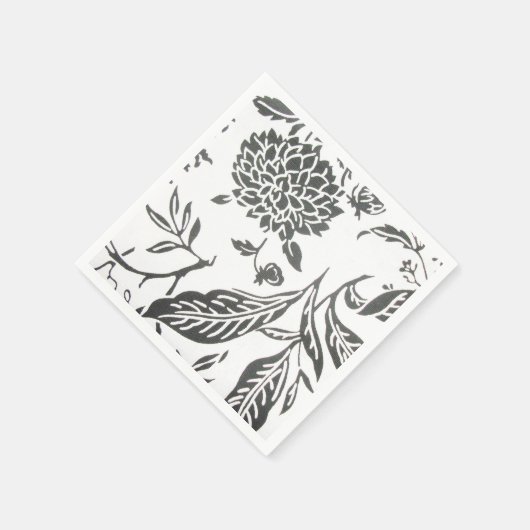 Zwart & Wit Bloemen Print servetten (Hoek)
