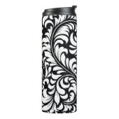 Zwart & Wit Bloemen Print Thermische Tumbler 12 oz Thermosbeker (Gedraaid links)
