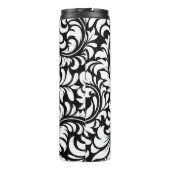 Zwart & Wit Bloemen Print Thermische Tumbler 12 oz Thermosbeker (Achterkant)