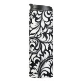 Zwart & Wit Bloemen Print Thermische Tumbler 12 oz Thermosbeker (Geroteerd rechts)