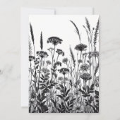 Zwart-wit bloemen repetitie diner kaart (Achterkant)