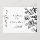 Zwart-wit Bloemen  RSVP Briefkaart (Voorkant)