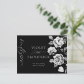 Zwart-wit Bloemen  RSVP Briefkaart (Staand voorkant)