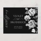 Zwart-wit Bloemen  RSVP Briefkaart (Voorkant)