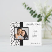Zwart-wit Bloemen Save the Date Briefkaarten (Staand voorkant)