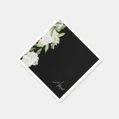 Zwart Wit Bloemen Script Naam Vrijgezellenfeest Servet (Hoek)